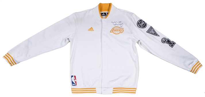 2015-16 Kobe Bryant Game Used & Signed Final Season Los Angeles Lakers Alternate Warm Up Jacket (DC Sports & Beckett)